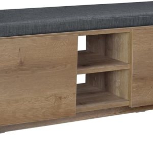 Niche Armario de almacenamiento de zapatos con estantes y banco, nogal rústico Niche Armario de almacenamiento de zapatos con estantes y banco, nogal rústico