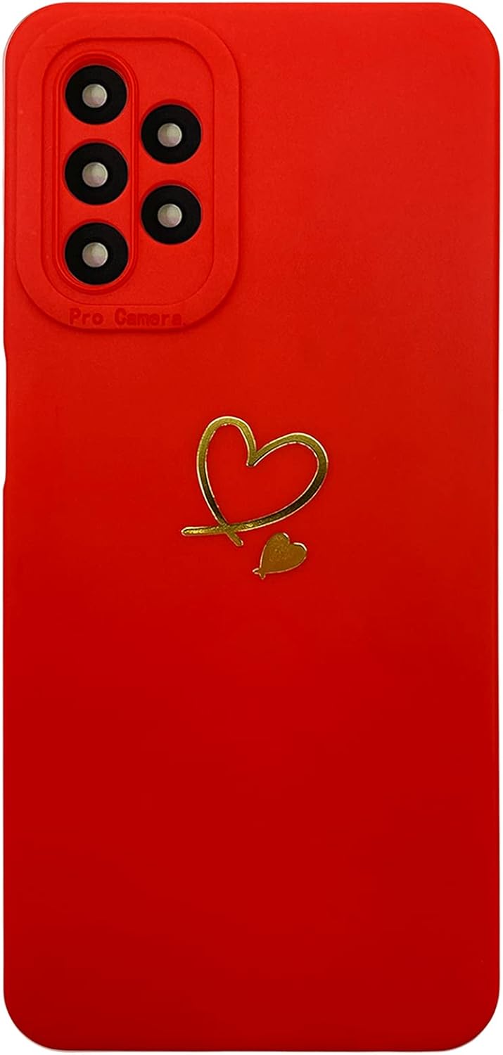Qokey Para Galaxy A32 5G de 6.5 pulgadas (no compatible con A32 4G), lindo corazón de amor dorado chapado en brillante con protección de cubierta de