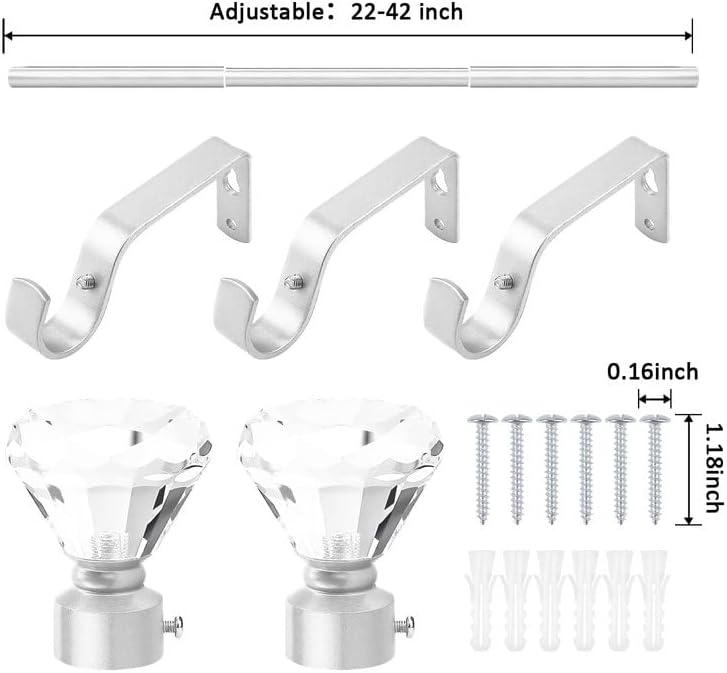 Orger Paquete de 4 cortineros decorativos de cristal de 1 pulgada de diámetro con remates de diseño de diamante, longitud ajustable de una sola