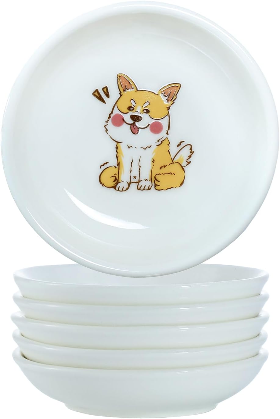 Divertidos platos de cerámica con diseño de perros lindos de caricaturas, platos de condimentos, cuencos de salsa de soja para sushi, platos de