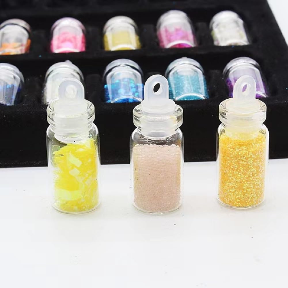 Mezcla holográfica de purpurina gruesa y fina, 48 colores de lentejuelas gruesas y polvo de purpurina fina, copos de purpurina iridiscente,