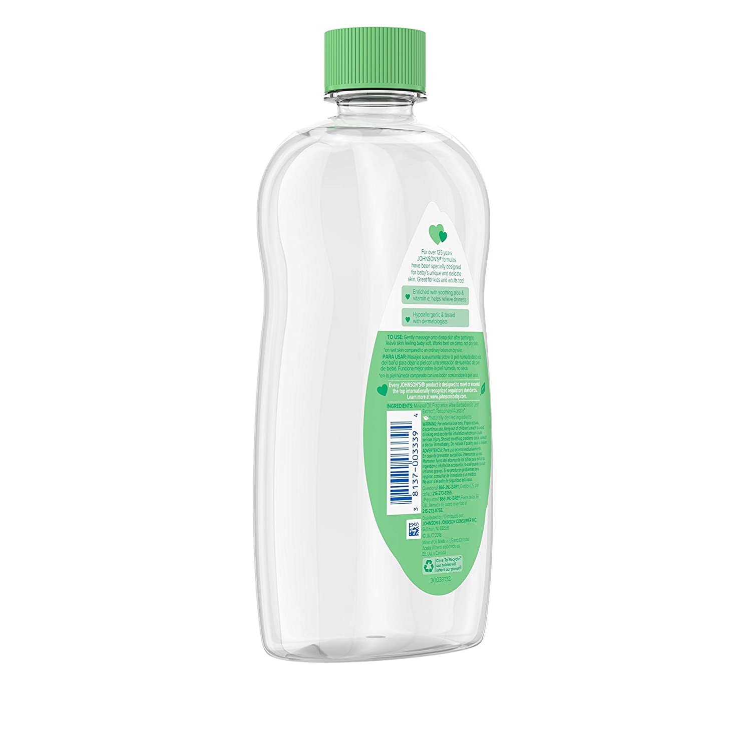 JOHNSON’S – Aceite de aloe vera y vitamina E para bebés, 20 onzas (paquete de 8)