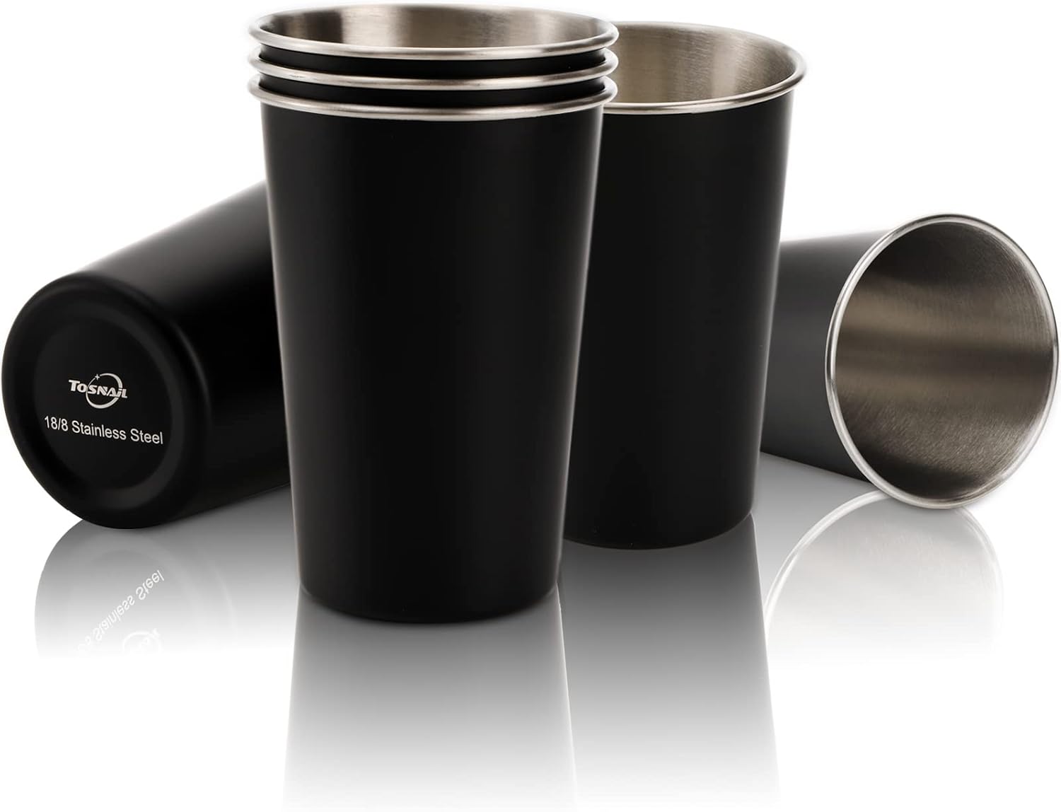 Tosnail Paquete de 6 vasos de acero inoxidable de 16 onzas, vasos de metal irrompibles para niños, adultos, uso en interiores y exteriores, color
