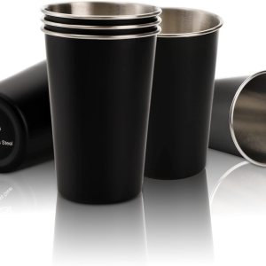 Tosnail Paquete de 6 vasos de acero inoxidable de 16 onzas, vasos de metal irrompibles para niños, adultos, uso en interiores y exteriores, color Tosnail Paquete de 6 vasos de acero inoxidable de 16 onzas, vasos de metal irrompibles para niños, adultos, uso en interiores y exteriores, color