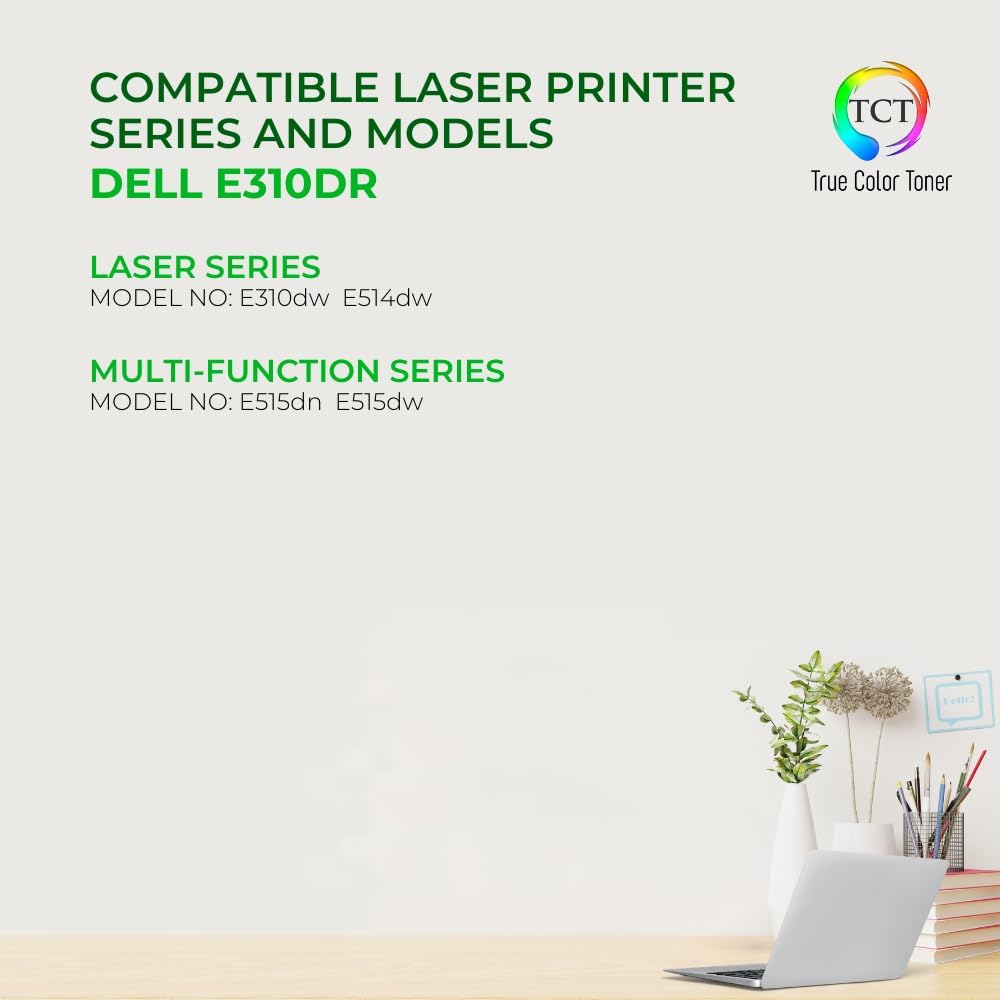 TCT Reemplazo de unidad de tambor compatible de alta calidad para impresoras Dell 593-BBKE E310DR color negro, funciona con impresoras Dell E310dw