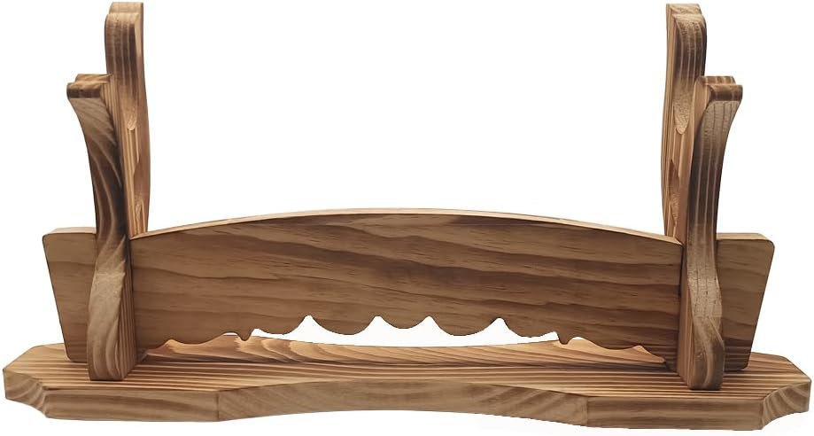 MANNIFEN Soporte de pared para espada Samurai Sword Rack Katana Wakizashi Soporte de exhibición (soporte de madera maciza de 1 nivel)