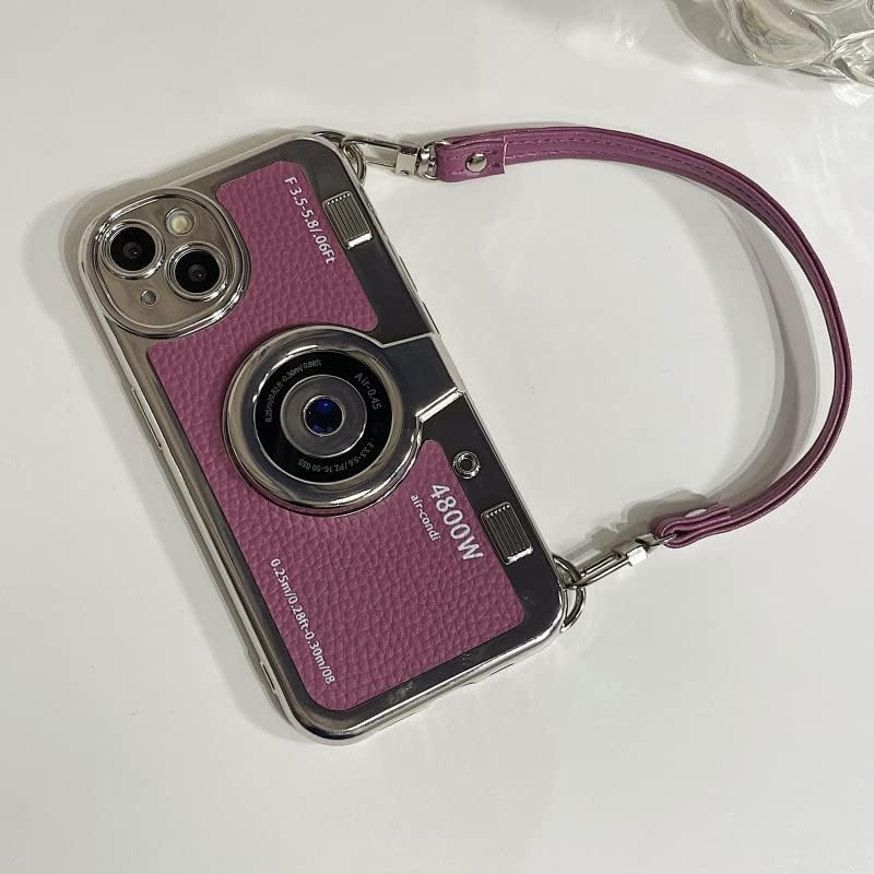 Funda compatible con iPhone 11 Pro Max, bonita funda 3D vintage para cámara con correa de mano, funda única de silicona TPU a prueba de golpes,