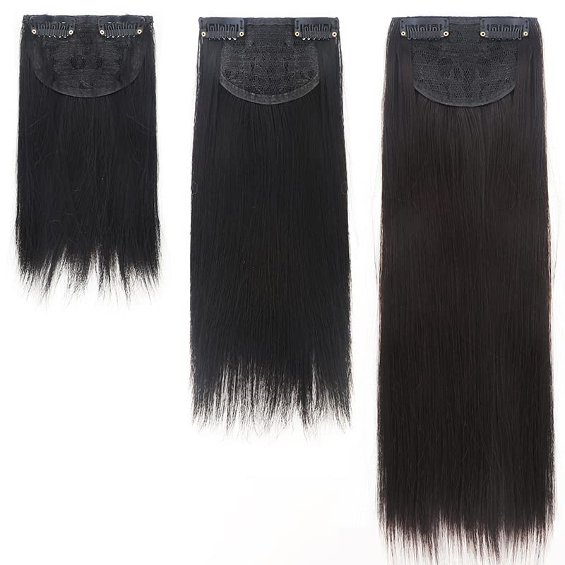 Almohadilla de pelo sintético invisible sin costuras, con clip, extensión de cabello para cabello fino para mujeres, 2 unidades de 8 pulgadas (14