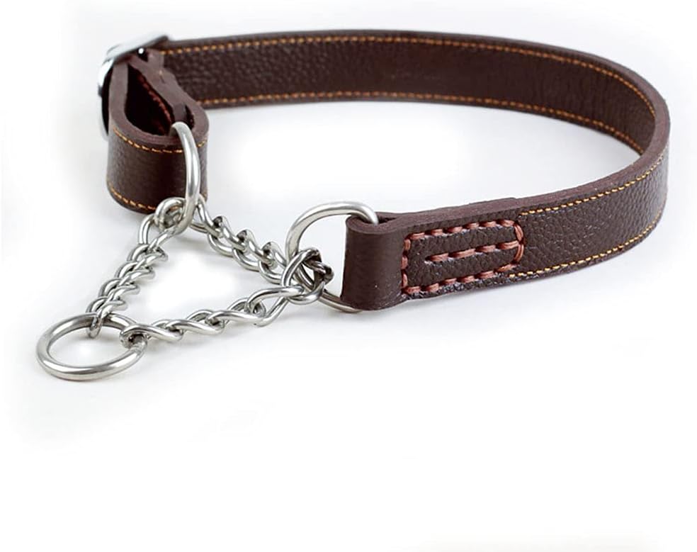 Love Dream Martingale – Collar de entrenamiento de cuero para perros, cadena de acero inoxidable antiescape, sin tirones, para perros medianos y
