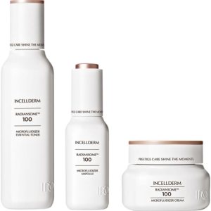 INCELLDERM Radiansome 100 Premium Korean K-Beauty Skin Care Set tóner esencial microfluidizador (3.3 fl oz), ampolla (1 fl oz), crema (1.7 fl oz) INCELLDERM Radiansome 100 Premium Korean K-Beauty Skin Care Set tóner esencial microfluidizador (3.3 fl oz), ampolla (1 fl oz), crema (1.7 fl oz)