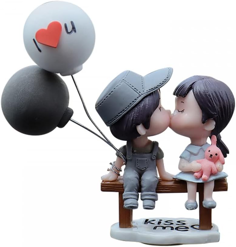 Adorno de pareja de automóvil, lindo beso para decoración de tablero de instrumentos, mini globo de automóvil, figura de muñeca para automóvil,