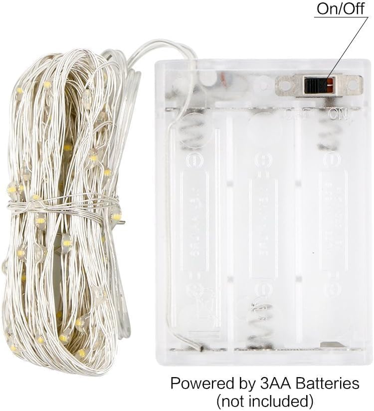 ANJAYLIA Paquete de 4 luces de hadas de 33 pies, 100 luces LED, funciona con pilas, mini luces estrelladas parpadeantes para bodas, fiestas,