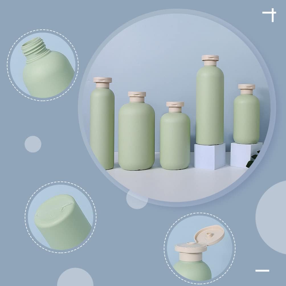 Lurrose Botellas exprimibles con tapa abatible, 3 recipientes de cosméticos recargables, botellas de champú y acondicionador de viaje para artículos