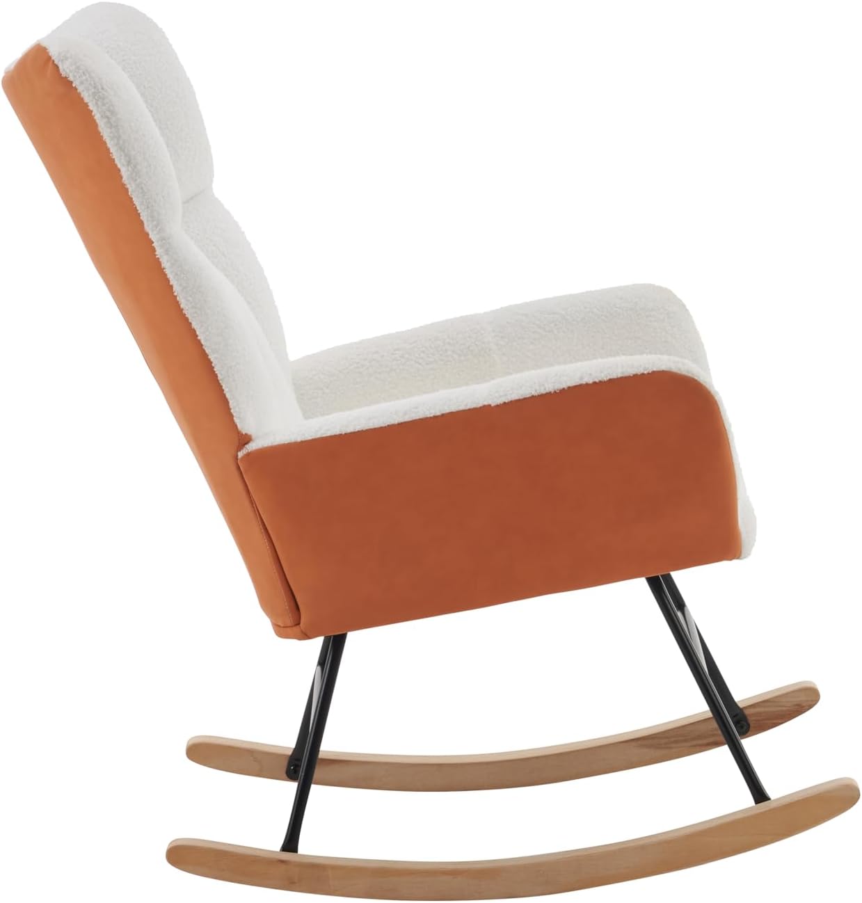 ONME Mecedora para guardería, moderna mecedora con respaldo alto, silla mecedora tapizada de peluche suave, cómoda silla para sala de estar,