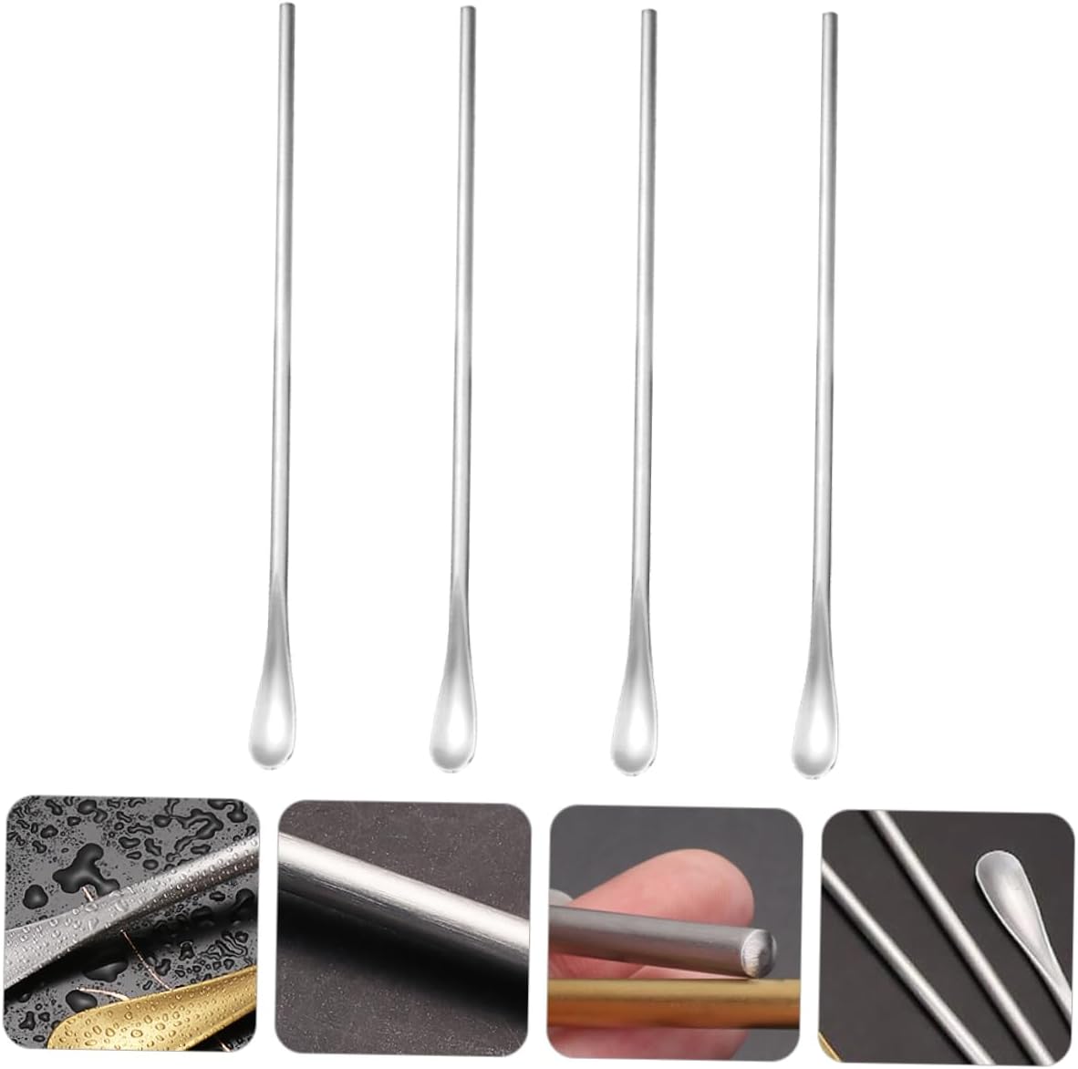 Cuchara de hielo de acero inoxidable, cucharas para remover miel, cucharas para mezclar café, cucharas para revolver bebidas, cucharas para revolver