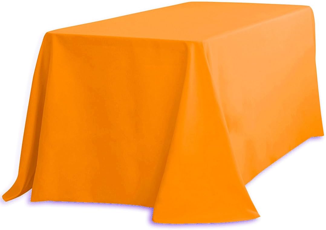 Mantel rectangular naranja de 90 x 132 pulgadas, con esquinas redondeadas, mantel extragrande para mesa rectangular de 6 pies, ropa de cama de tela