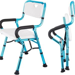Silla de ducha plegable, taburetes de baño con brazos y respaldo, asiento de baño portátil con patas de aluminio duraderas, taburete de ducha de Silla de ducha plegable, taburetes de baño con brazos y respaldo, asiento de baño portátil con patas de aluminio duraderas, taburete de ducha de