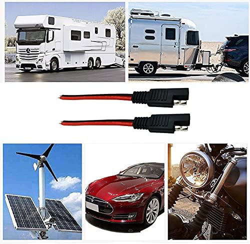 Halokny Cable de extensión SAE de un solo extremo, 2 cables de enchufe de desconexión rápida SAE de 14 AWG para automóvil y panel solar (1 pie11.8