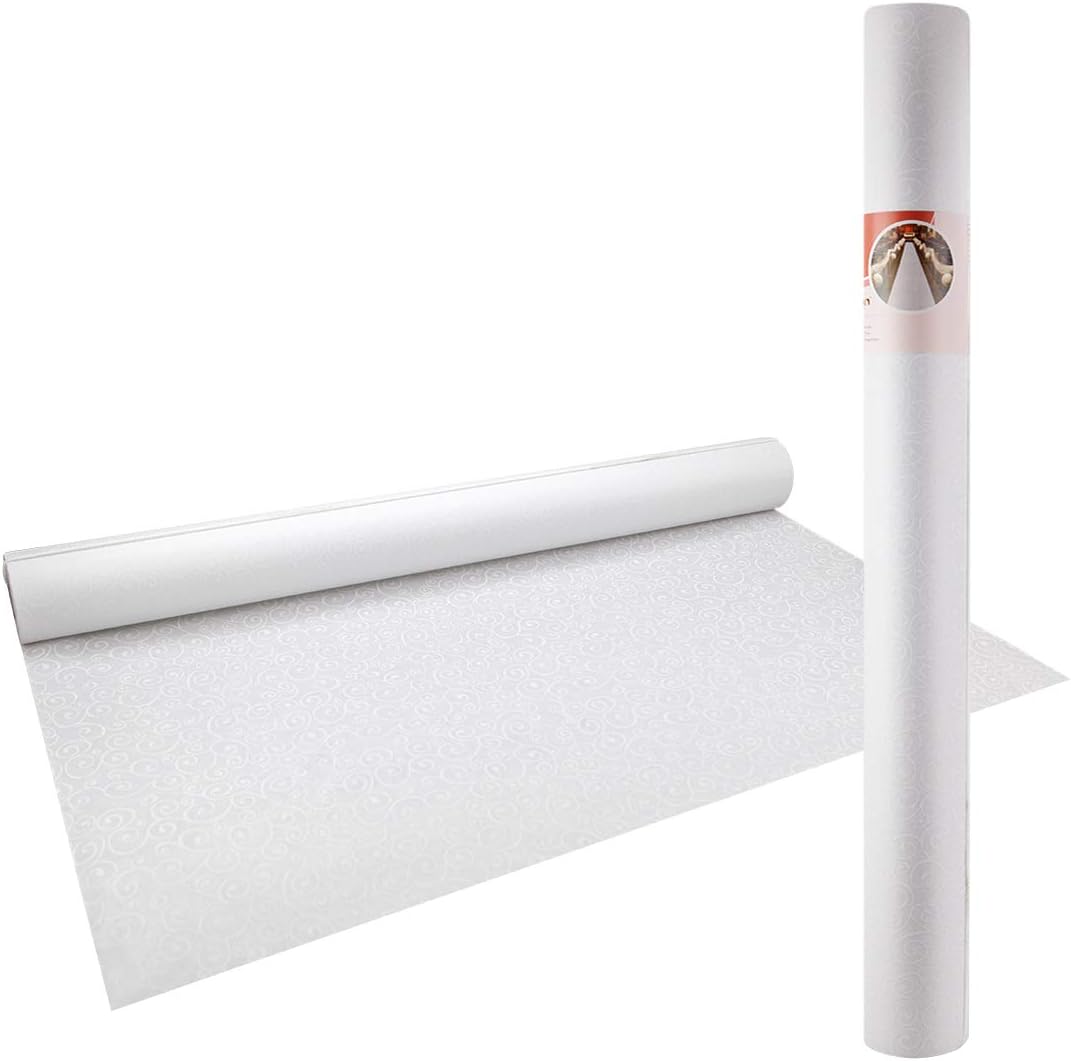 Decoración de ceremonia de boda, camino de pasillo, 50 x 3 pies, papel de poliéster conveniente para exteriores e interiores (impresión blanca)