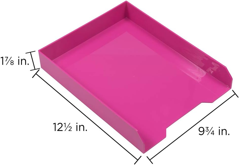 JAM PAPER Bandejas de papel apilables, color rosa, bandeja organizadora de documentos de escritorio, cartas y archivos, se venden individualmente