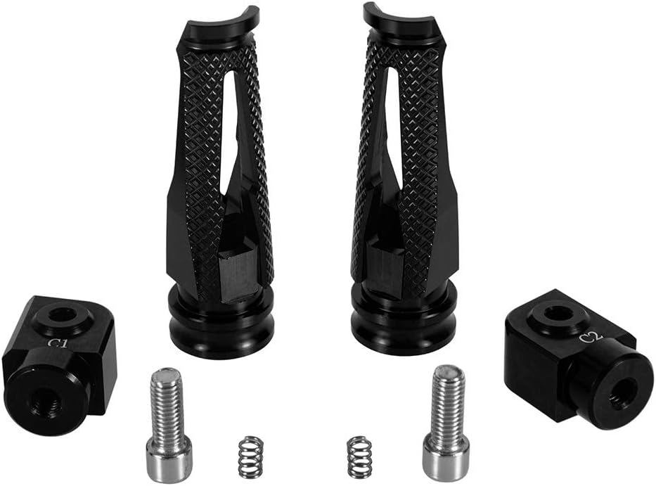 Rear Motorcycle Footpegs CNC Aluminum Accessories for Yamaha YZF R6 2006-2017 for R1SM 2009-2014 (Black)