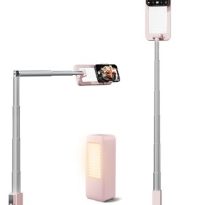 Viozon Soporte extensible para teléfono selfie, montaje superior, luz para selfie, rotación de 360, recargable, inalámbrico, plegable, 5 brillos y Viozon Soporte extensible para teléfono selfie, montaje superior, luz para selfie, rotación de 360, recargable, inalámbrico, plegable, 5 brillos y
