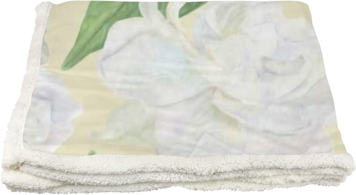 ZHIMI – Manta de 50 x 60 pulgadas, suave, personalizada, vintage, acuarela, blanco, gardenia, de vellón, sofá, alfombra, manta cálida para hombres,