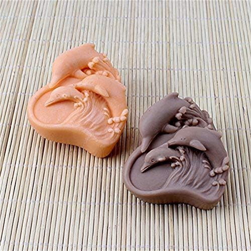 YSCEN – Moldes de jabón de silicona, diseño de delfines, diseño de corazón y delfines, moldes de jabón hechos a mano con temática marina