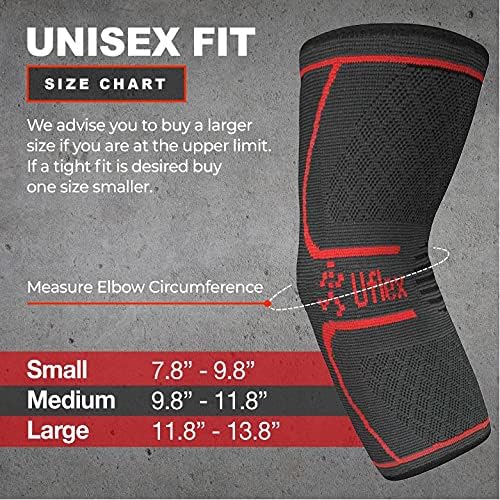 UFlex Elbow Compression Sleeve for Women & Men- Brace for Injury Recovery, Tendonitis, Tennis Elbow, Bursitis, Weightlifting, Golf, Basketball-