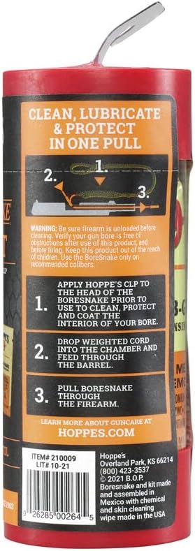 Hoppes Boresnake CLP Kit de limpieza para pistola de 0.354 in, serpiente de pistola para kit de limpieza de pistola