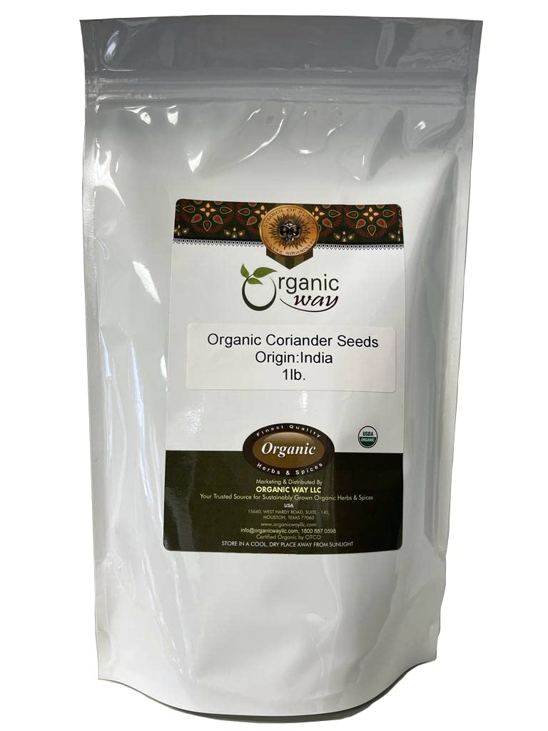 Organic Way Cilantro entero prémium (Coriandrum sativum)  Añade sabor y aroma  Certificado orgánico y Kosher  Vegano, sin OMG y sin gluten