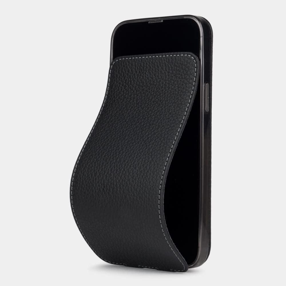 Marcel Robert – Funda de piel con tapa para iPhone 13 – Modelo patentado – Fabricado en Francia – Negro