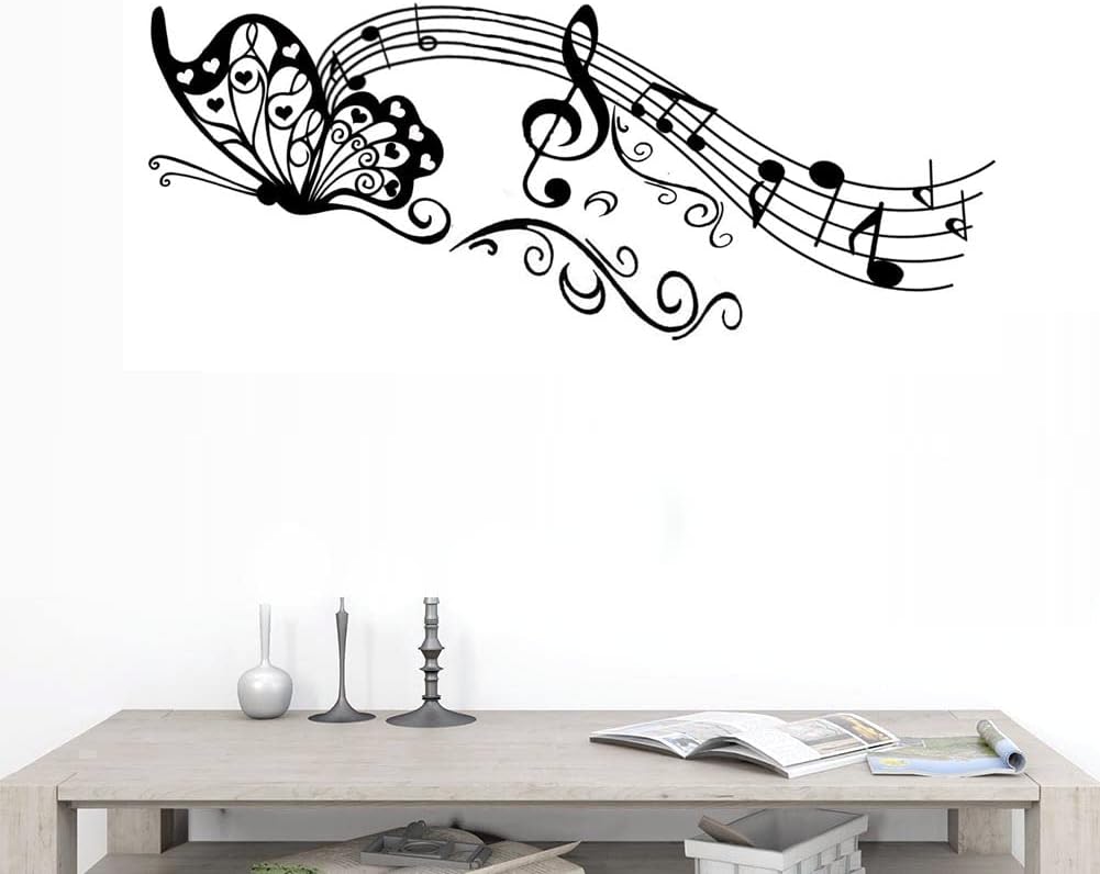 BIBITIME Vinilo adhesivo de vinilo con notas musicales para pared, borde para sala de estar, dormitorio, ventana, guardería, habitación de los