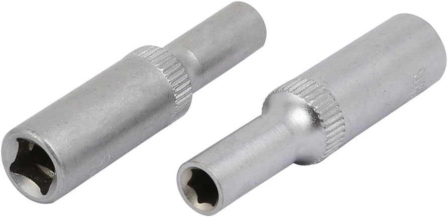 IIVVERR Llave cuadrada de 14 de pulgada, hexagonal de 0.197 in, 6 puntos, tono plateado, 2 piezas (unidad cuadrada de 14 de pulgada de 0.197 in,