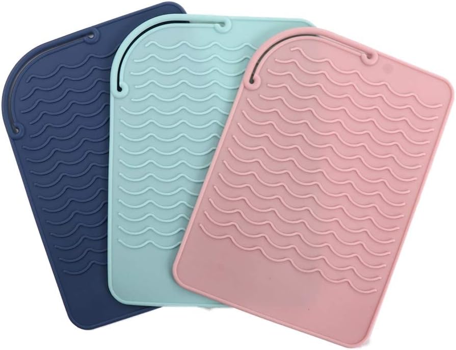 Alfombrilla de silicona resistente al calor para rizador de cabello, almohadilla de aislamiento antideslizante para rizar el cabello, alisador de