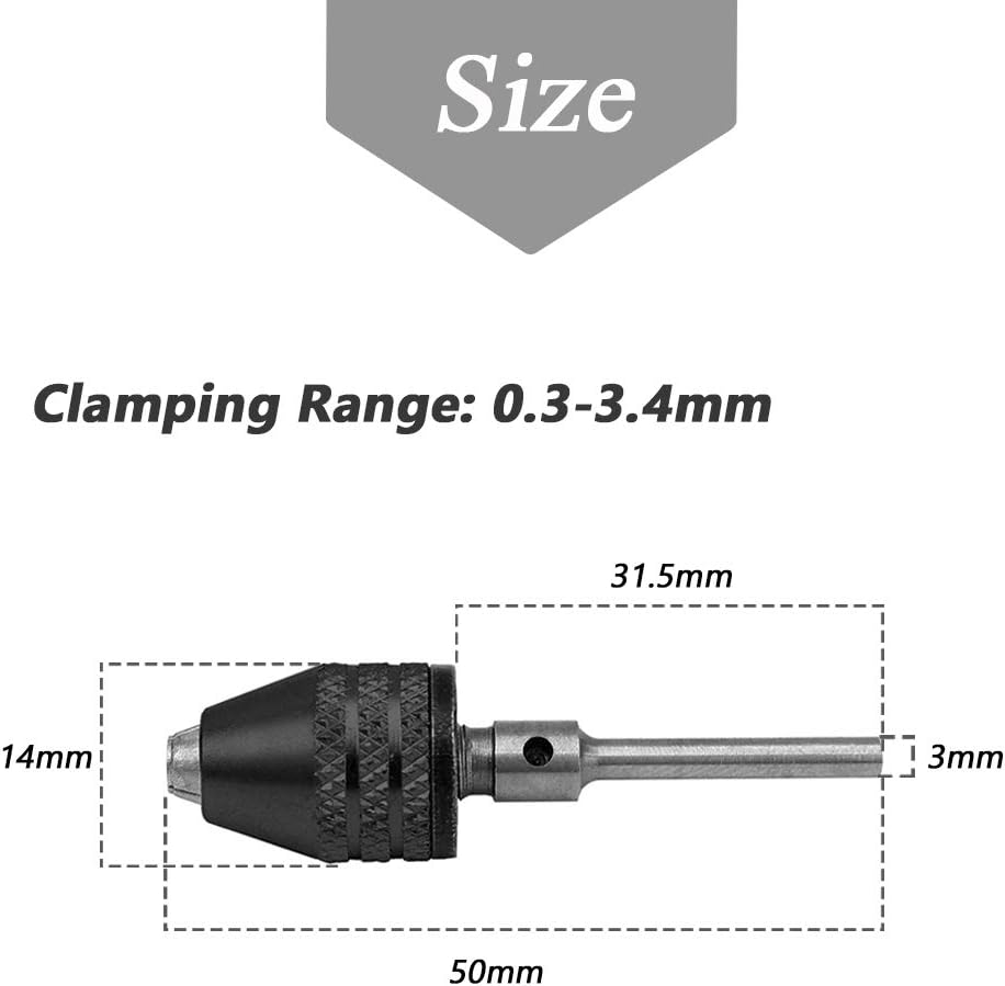 Mesee 2 unidades de mini taladro de mandíbula sin llave, adaptador de portabrocas de cambio rápido, mini herramienta de conversión de pinza de