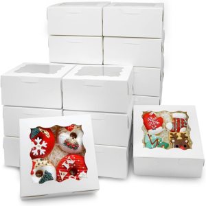 XIINHPKGG – 50 cajas de galletas de 6 x 6 x 3 pulgadas cajas de panadería con ventana, cajas de golosinas, cajas de fresas, mini cajas de pastel XIINHPKGG – 50 cajas de galletas de 6 x 6 x 3 pulgadas cajas de panadería con ventana, cajas de golosinas, cajas de fresas, mini cajas de pastel