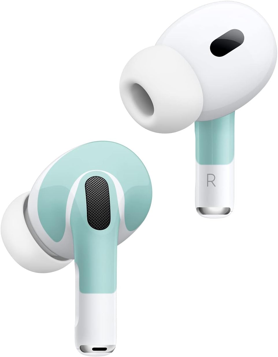 MightySkins Skin compatible con Apple AirPods Pro 2, espuma de mar sólida, funda de vinilo protectora, duradera y única, fácil de aplicar, quitar y