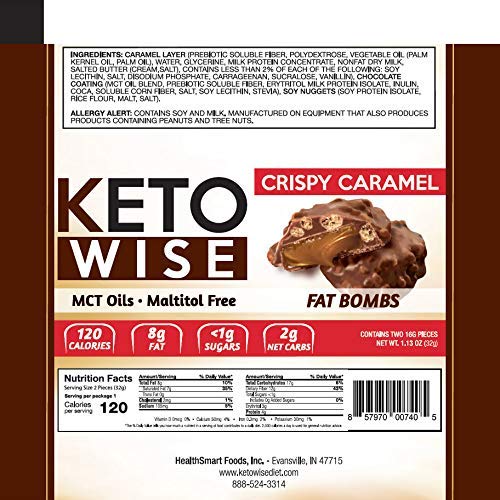 Keto Fat Bombs – Sin azúcar, sin gluten y sin maltitol (caramelo crujiente, 6 unidades)