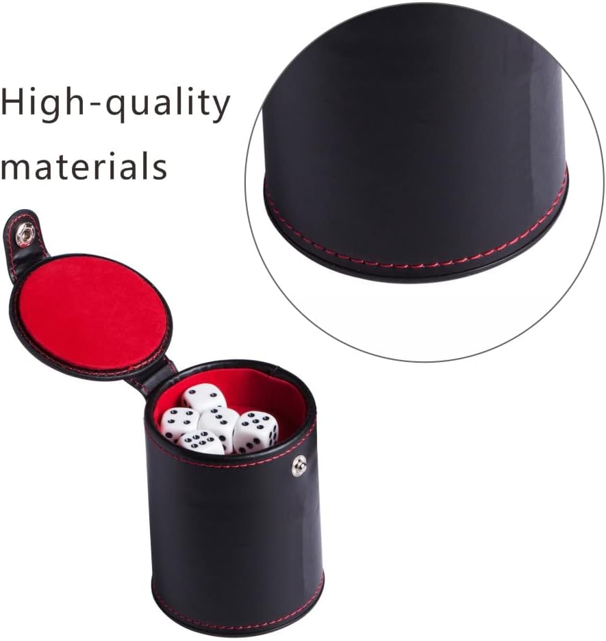 Taza de dados de piel sintética, herramienta de almacenamiento de dados con forro de fieltro de moda, agitador de dados silencioso para disfrutar