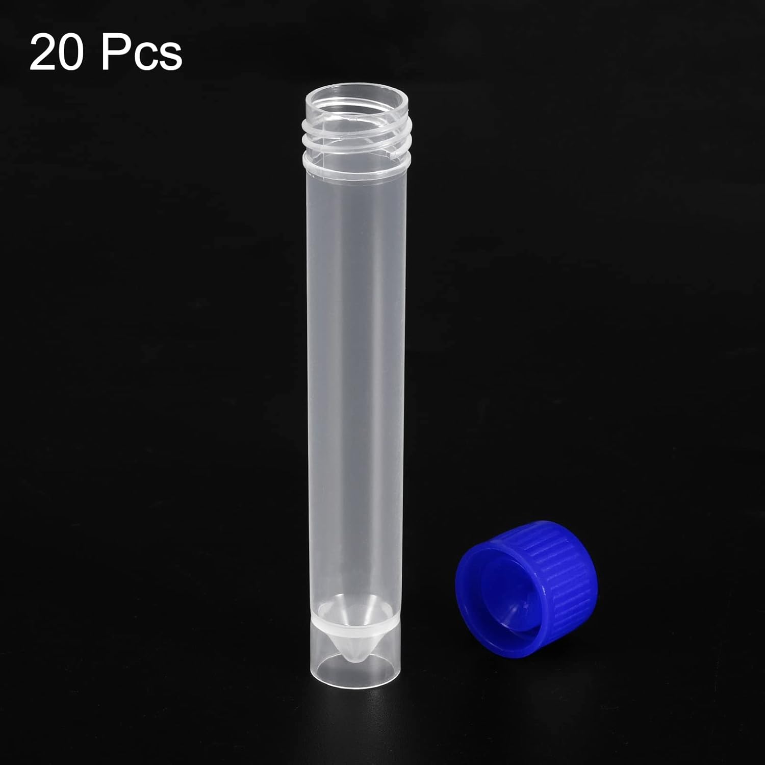 PATIKIL Tubos de ensayo de plástico de 0.3 fl oz, paquete de 20 tubos de ensayo congelados, tapón de tornillo de almacenamiento para laboratorio de