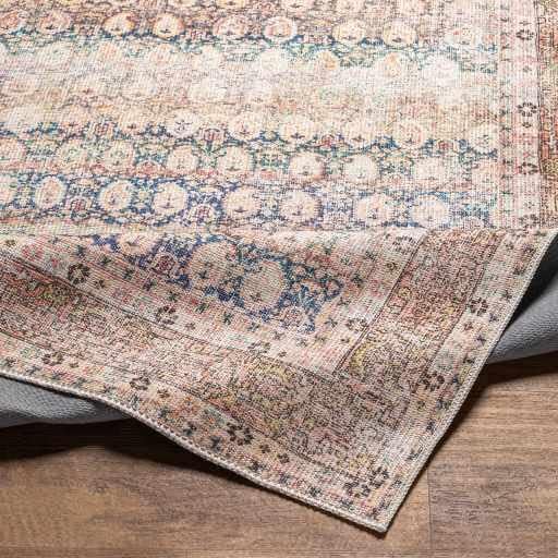Kemer Collection – Alfombra lavable a máquina para sala de estar, dormitorio, vintage envejecida, desgastada, bohemia con bordes, apta para