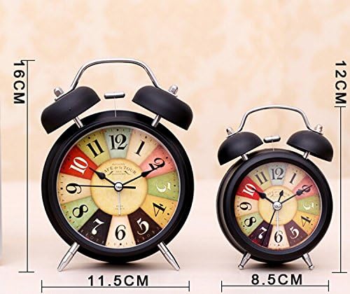 Reloj de escritorio creativo de cuarzo de 6 pulgadas, 3D, dos campanas, diseño moderno, silencioso, sin tictac, analógico, para niños, con luz