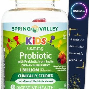 Suplemento probiótico de inulina para niños, gomitas vegetarianas Spring Valley, frutas surtidas, 60 unidades y marcapáginas de regalo YOLOMOLO Suplemento probiótico de inulina para niños, gomitas vegetarianas Spring Valley, frutas surtidas, 60 unidades y marcapáginas de regalo YOLOMOLO