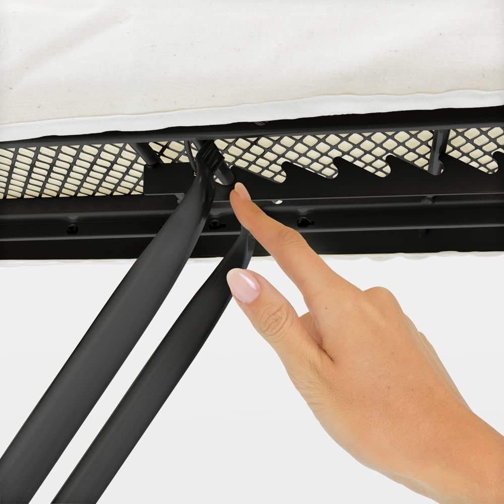 Brabantia Tabla de planchar tamaño C (49 x 18 pulgadas), 7 opciones de altura, soporte para plancha de vapor sólido (azul tenim) pies