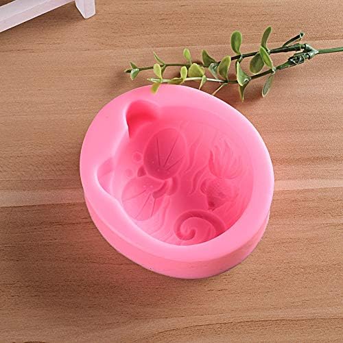 MAWADON Lindos moldes de silicona para gatos, con forma de gato de cara grande, molde de jabón de silicona, moldes para gatos y peces, moldes de
