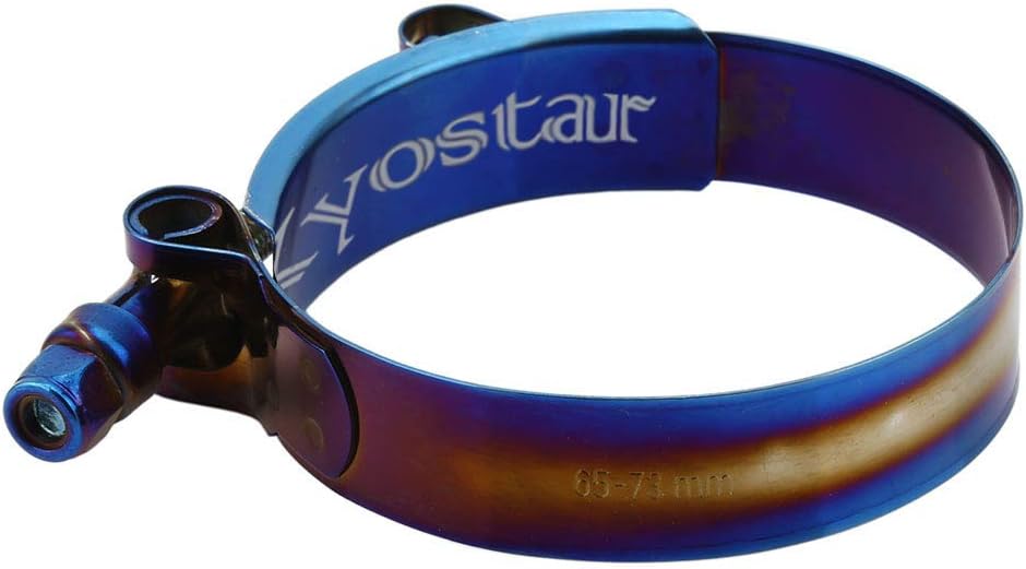 Kyostar Abrazadera de manguera con perno en T de 1.75 pulgadas, ajustable, acero inoxidable, color azul titanio, diámetro de abrazadera para 2