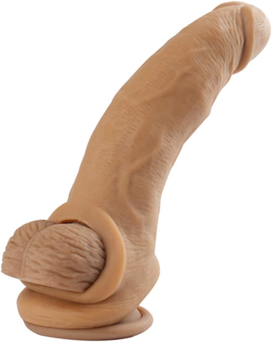 VFD5458 – Funda extensora de manga suave y realista para hombres, manga de extensión de mejora masculina (M-marrón, 8 pulgadas)