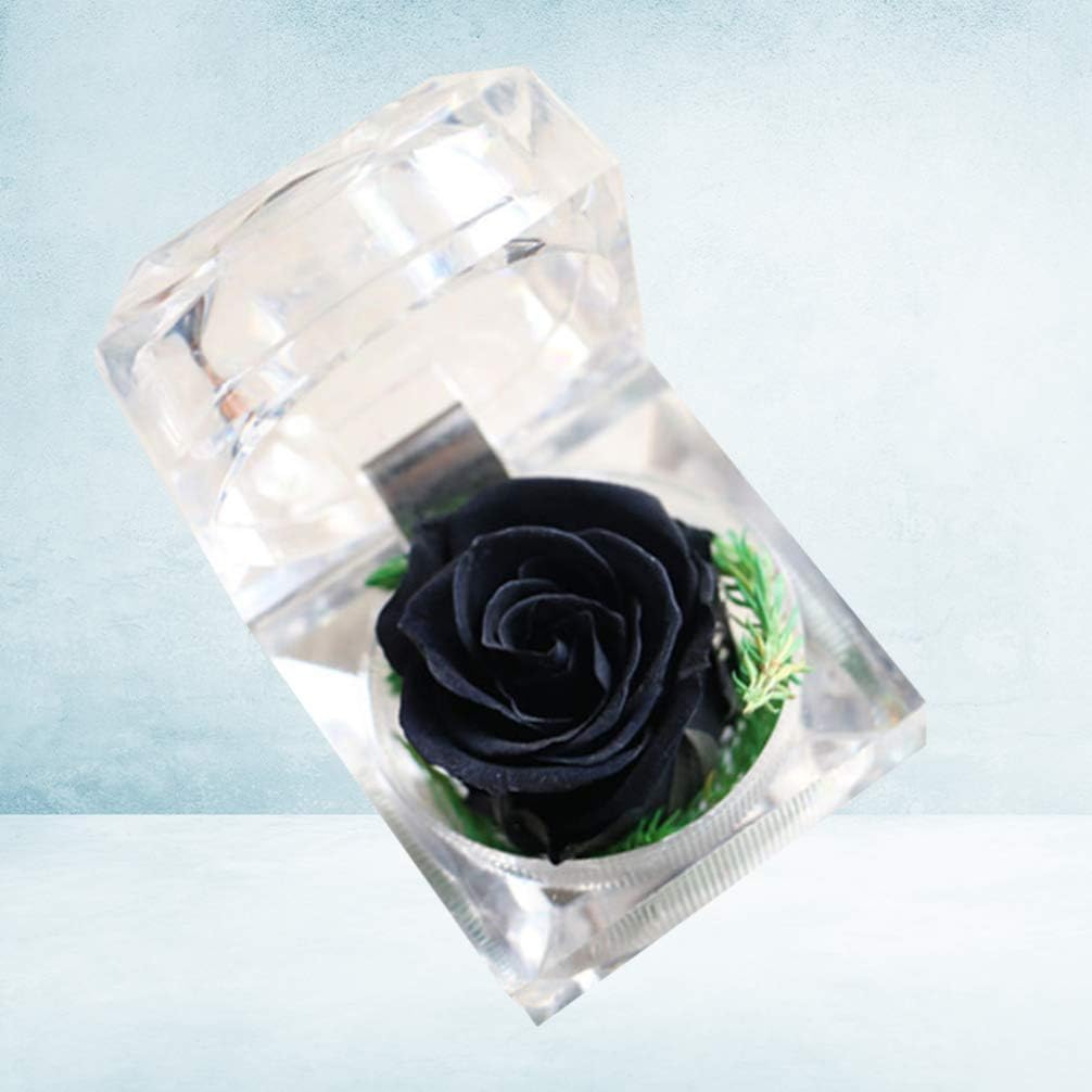 Gadpiparty Rosa preservada en una caja, regalo de rosa eterna en cúpula de cristal con cinta preservada para aniversario, cumpleaños, día de San