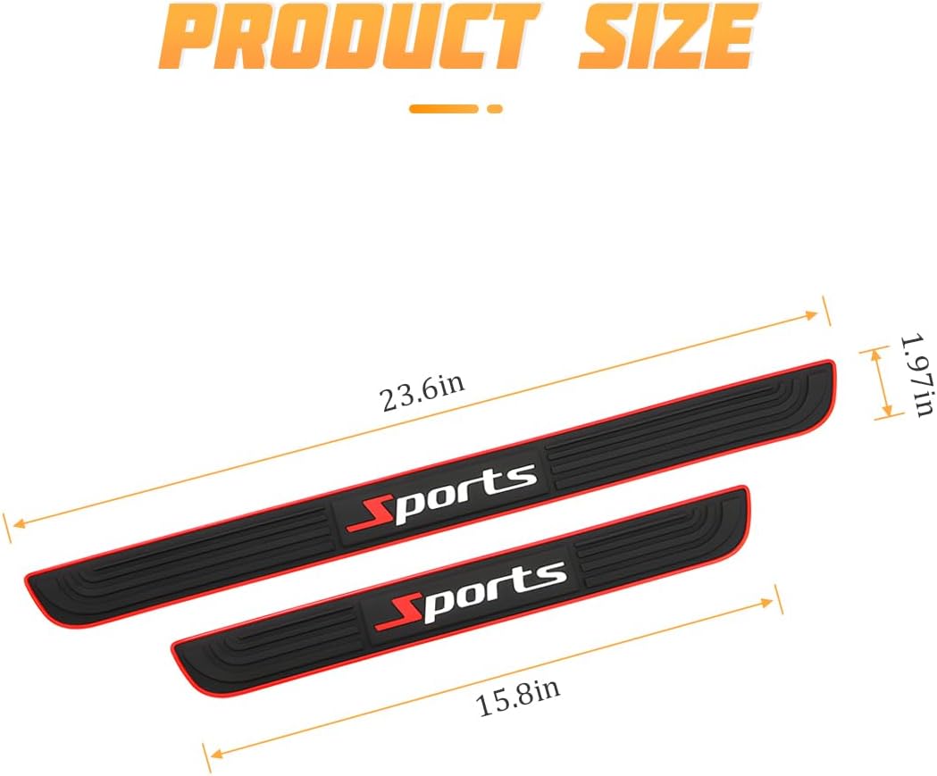 AICEL Protectores de placa para umbral de puerta de automóvil, 4 piezas de goma suave de PVC para umbral de puerta delanteratrasera, protección